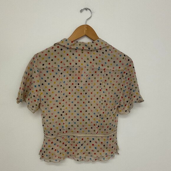 Cynthia Steffe Womens Polka Dot Sheer Chiffon Blouse Size M Multicolor - Picture 6 of 6